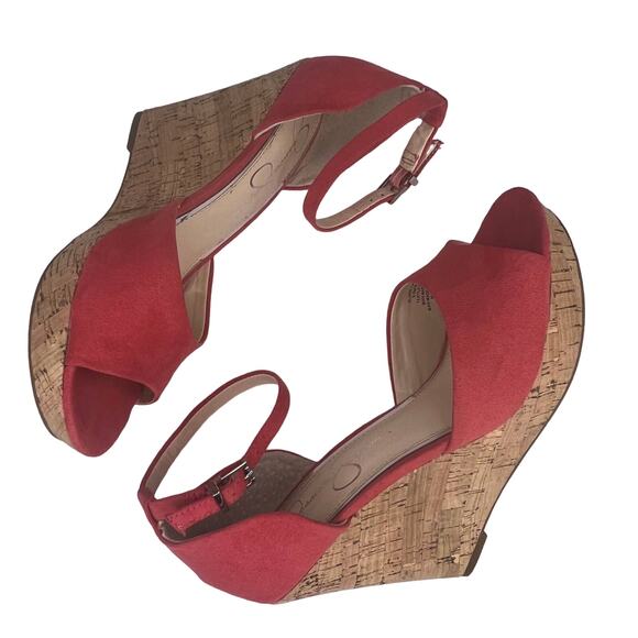 Jessica Simpson Womens 8.5M Jarella Coral Microsuede Platform Wedge Heel Sandals - Picture 5 of 12